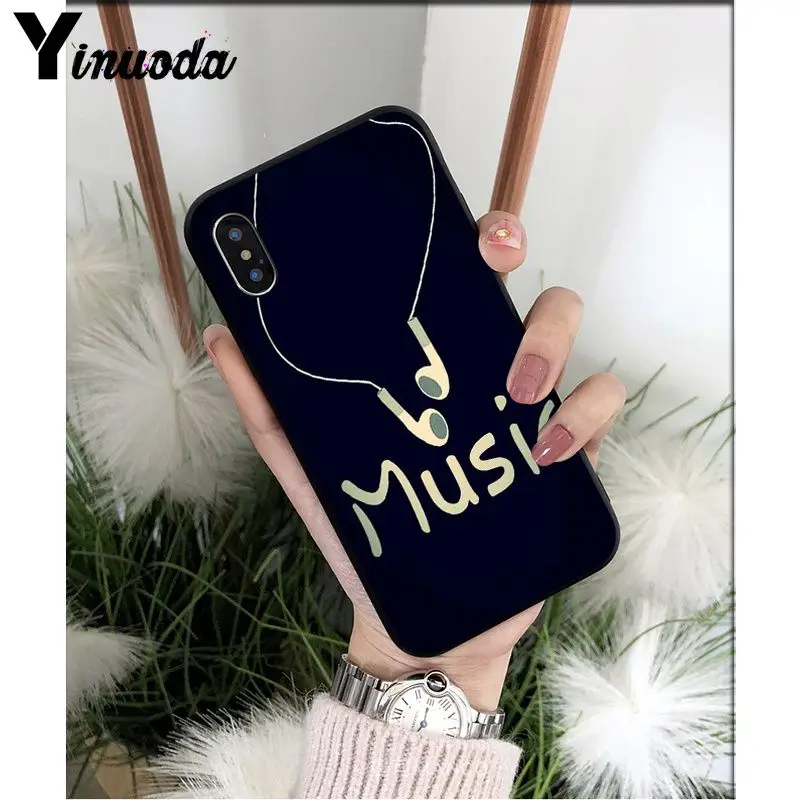 A14 Yinuoda Love music черные наушники роскошный уникальный дизайн чехол для телефона для iPhone 5 5Sx 6 7 7plus 8 8Plus X XS MAX XR - Цвет: A14