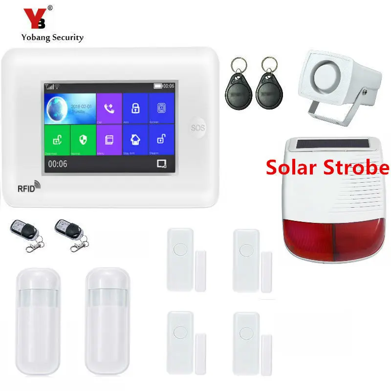 Yobang Security WIFI 4.3inch Touch Screen Wireless siren Home GSM Alarm System Android IOS APP remote control Alert | Безопасность и