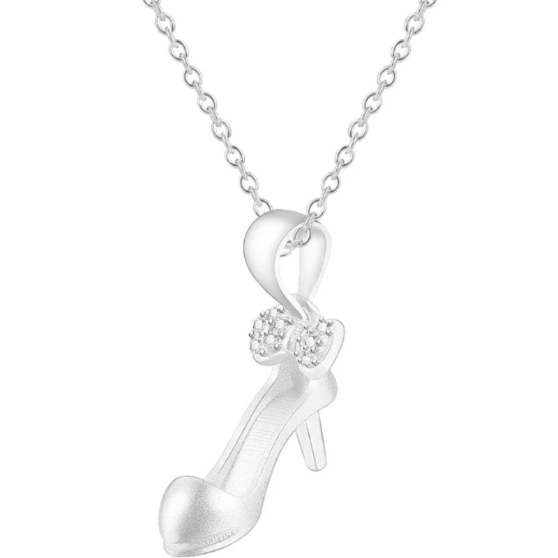 High Heels Bow Elegant Sweet Cute Fresh 925 Sterling Silver Clavicle Chain Temperament Trendy Female Necklace SNE167 | Украшения и