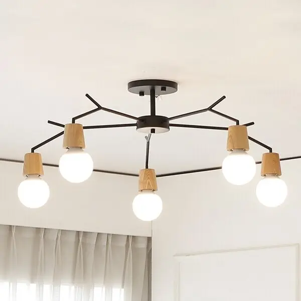 Скандинавский деревянный современный светодиодный потолочный светильник лампа