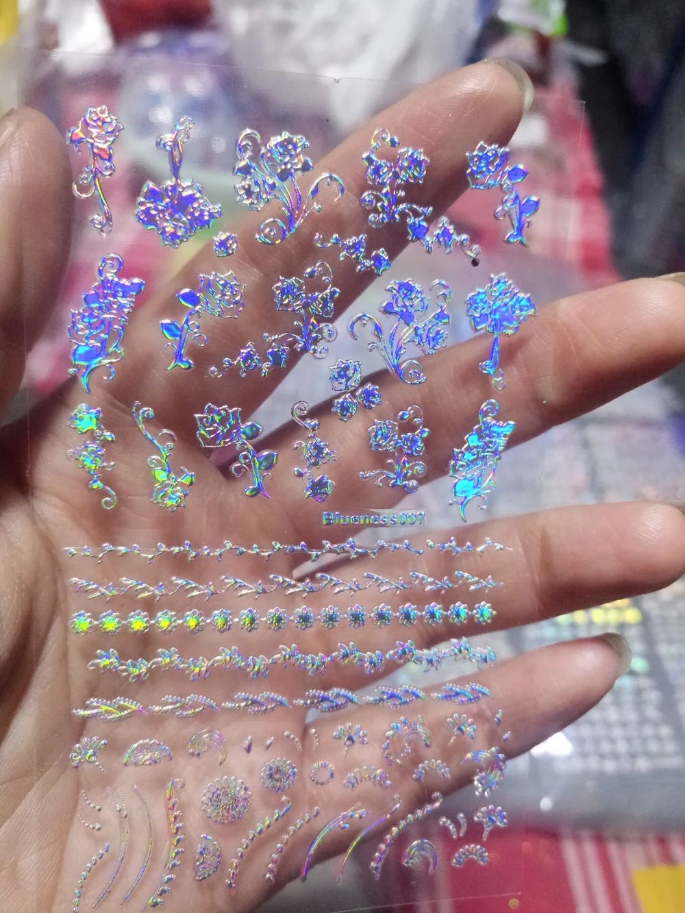 12 листов наклейки для дизайна ногтей голографические 3D Слайдеры объема Водные