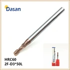 5 шт. плоские концевые фрезы 3 мм HRC60 2F-D3 * 50L, твердосплавная спиральная Концевая фреза с покрытием TiAlN, фрезерная Деревообработка