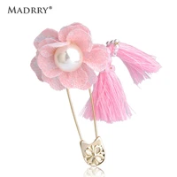 madrry beautiful flowers tassel brooches corsage for women girls simulated pearl alloy metal broche scarf clips boutonniere