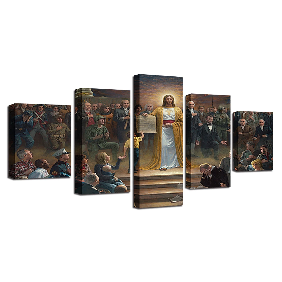 

Wall Art Canvas Pictures Home Decor 5 Pieces Jesus Christ Returns To Earth Christian Paintings Prints Classic Posters Unframed