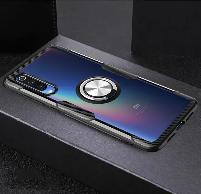 black silver Xiaomi mi 9 чехол, мягкий силиконовый бампер, прозрачная задняя крышка для xiaomi mi 9, магнитный автомобильный держатель, кольцо для xiaomi mi 9 SE чехол s m9 - Цвет: black silver