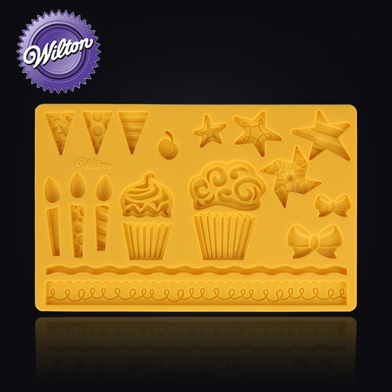 Wilton сахарная кружевная форма силиконовая детская вечеринка для тиснения форма для выпечки глазурь шоколадные конфеты на день рождения торт-желтый