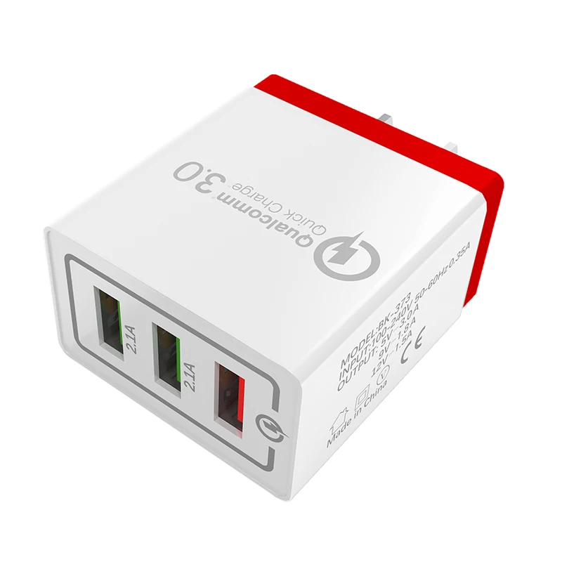 Fast charger Red Быстрое настенное зарядное устройство для samsung S9 Xiaomi 18 Вт 3 USB мобильного телефона быстрая настенная вилка для iPhone X 8 7 huawei - Тип штекера: Fast charger Red