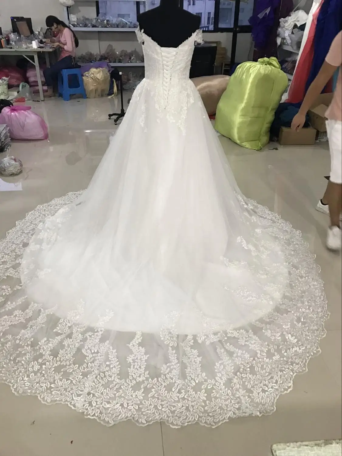 Vestido de Noiva свадебное платье принцессы с открытыми плечами и аппликацией, кружевное милое бальное платье, свадебное платье