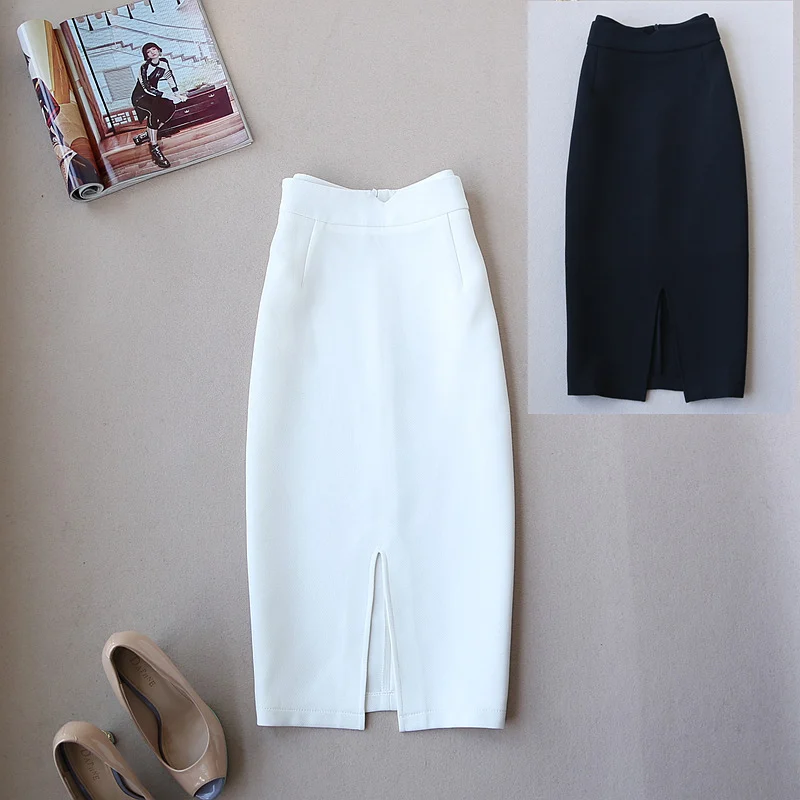 

Spring Autumn Slim Office Skirt Faldas Women Sexy Elastic High Waist Pencil Skirt Step Office Formal Skirt Saias Skirts