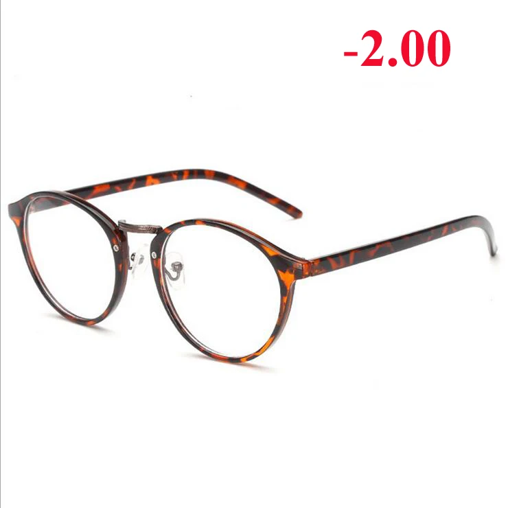 Myopia 200 Мужские и женские очки для близорукости, ретро очки в пластиковой металлической оправе, оптические овальные диоптрийные очки-1,0-1,5-2,0-2,5-3,0-3,5-6,0 - Цвет оправы: Myopia 200