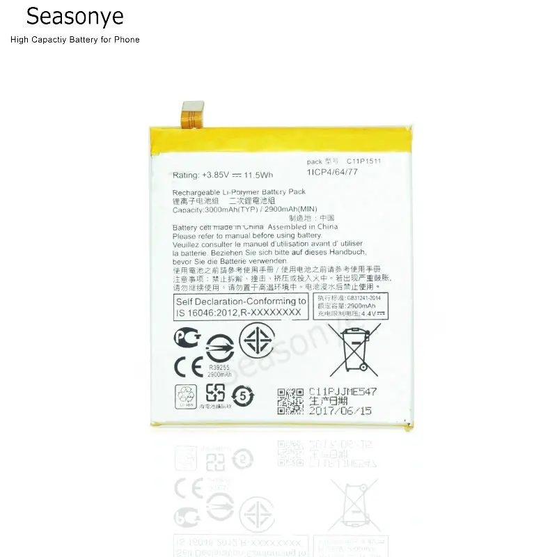 Seasonye 2900mAh / 11.5Wh C11P1511 C11P 1511 телефонный Сменный аккумулятор для Asus ZenFone 3 ZenFone3 ZE552KL Z012DA