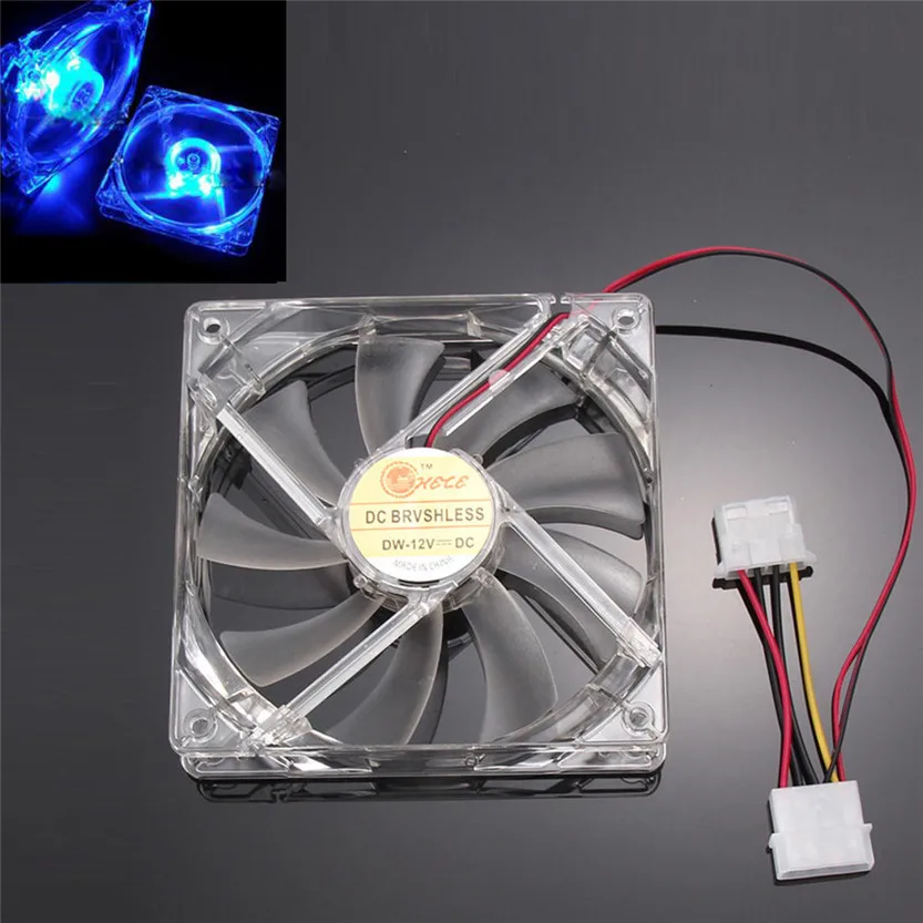 2017 Blue Quad 4-LED Light Neon Clear 120mm PC Computer Case Cooling Fan Mod Jun20#2 | Компьютеры и офис