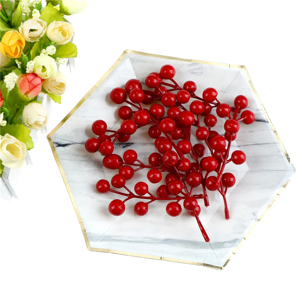 10 шт./лот искусственные мини вишневые ягоды жемчужный цветок тычинки свадебный