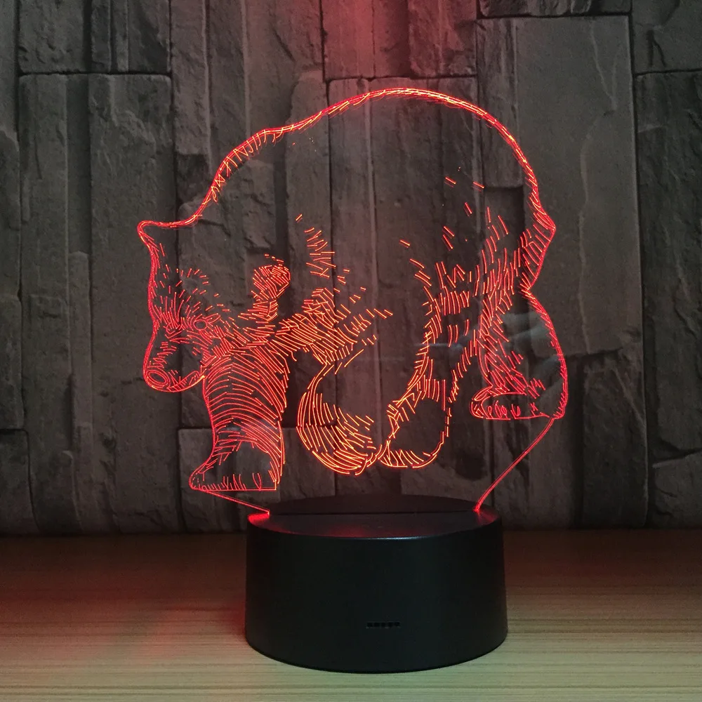Полярный медведь 3D СИД лампа 5В USB настольная Ночной светильник s 7 Цвета изменение