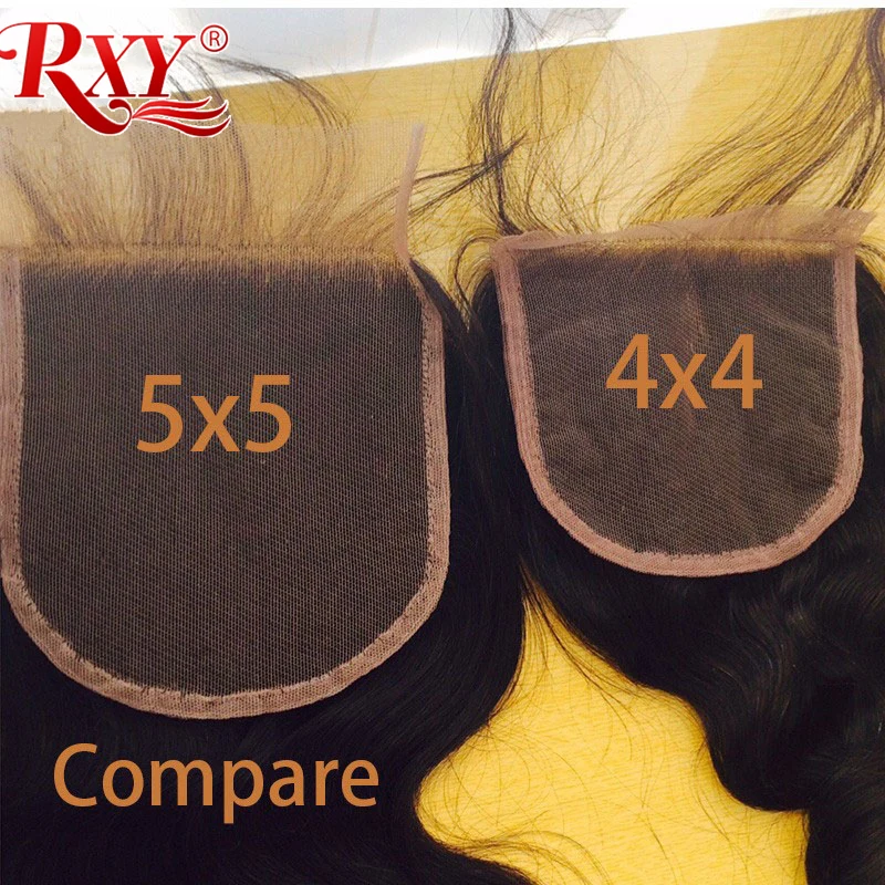 Перуанская прямая кружевная застежка RXY 5x5 швейцарская Реми из человеческих