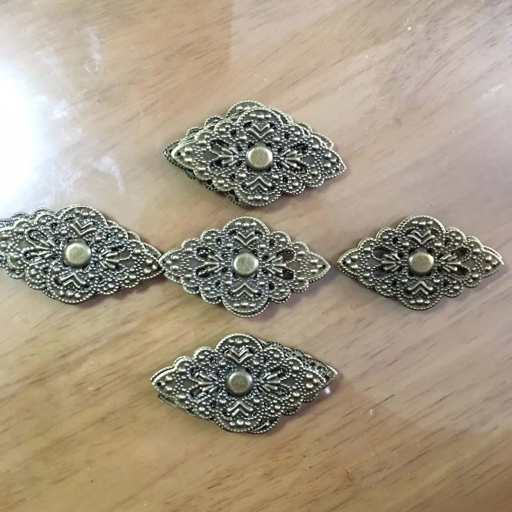 Древний бронзовый металлический кабошон филигрань выбитое сердечко ромб