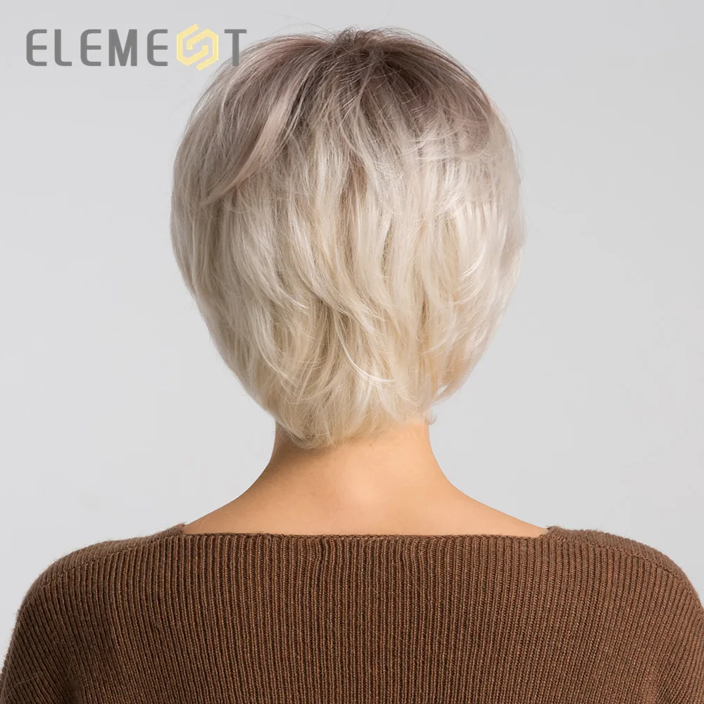 Element, 6 дюймов, короткий синтетический парик, смесь, 50% человеческие волосы для женщин, модные, стриженые, вечерние, на каждый день, парики