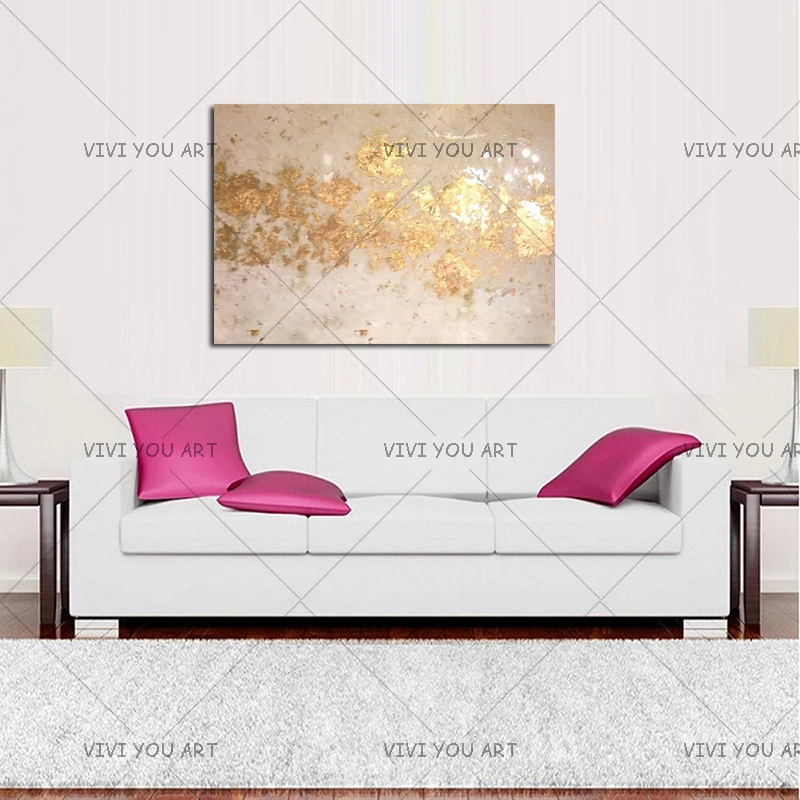 

Fashion Wall Art Painting High Quality Abstract White and Golden Oil Painting Hand-painted Abstract White and Grey Oil Painting