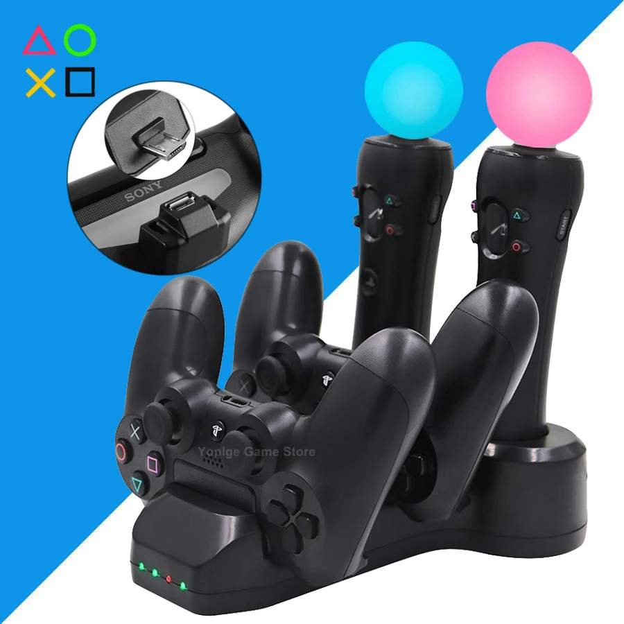 PS4 PS VR контроллер перемещения зарядное устройство геймпад зарядная док станция