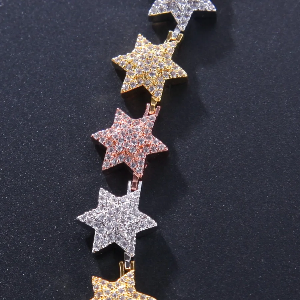 Для мужчин в стиле "хип-хоп" льдом bling star Цепи Цепочки и ожерелья бриллиантовое паве Циркон 18i-20inch длинные цепочки, ожерелья в стиле хип-хоп ювелирные изделия для мальчиков и девочек