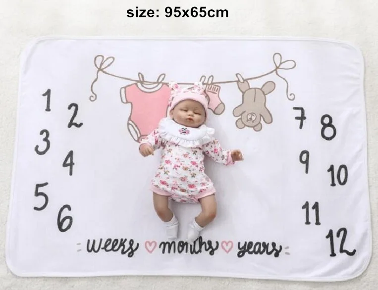 cloth-95x65cm Милый младенец веха фото реквизит одеяла для заднего фона игровые коврики фон ткань ребенок получение одеяло календарь фото аксессуары - Цвет: cloth-95x65cm