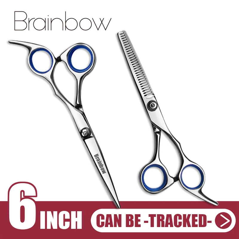 

Brainbow 6 inch Cutting Thinning Styling Tool Hair Scissors Stainless Steel Salon Hairdressing Shears Regular Flat Teeth Blades