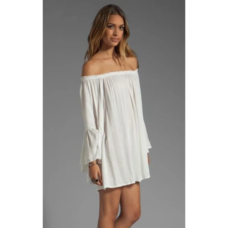 Шифоновые платья сексуальная свободная Женская одежда 2016 новый стиль белая