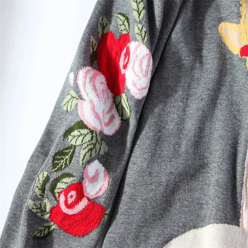 Fashion Runway Sweater Women Sweaters and Pullovers 2017 Winter Crown Dog Cool Large Knitted Harajuku Long Tops Jumper | Женская одежда