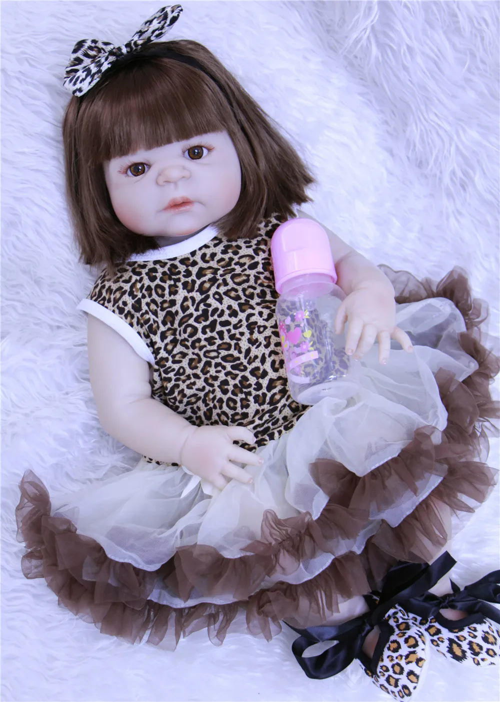 

NPK bebe-reborn 22inch full silicone reborn baby girl dolls white skin rooted hair soft BJD princess doll alive babies bonecas