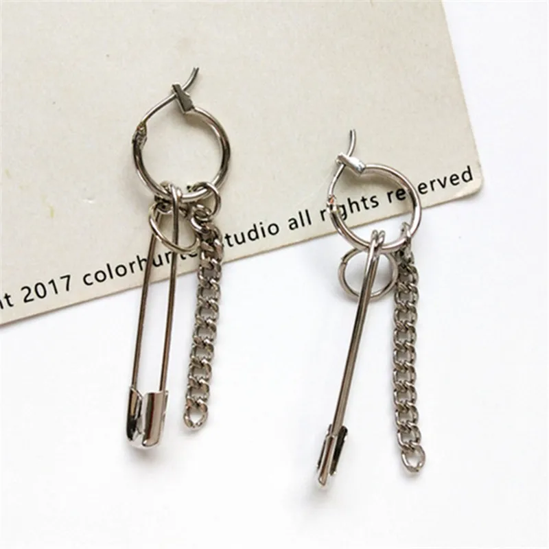 stud earrings Серьги-гвоздики в стиле панк, женские серьги на металлической цепочке, геометрические круглые серьги с кисточками, Аксессуары, Ювелирные Серьги для женщин - Окраска металла: stud earrings