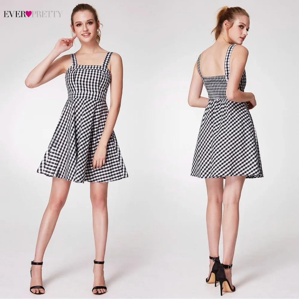 Новые платья для выпускного вечера, короткие платья Ever Pretty AS05990WB, трапециевидные платья-спагетти на бретельках с присборенной спиной, летние платья для праздника и вечеринки