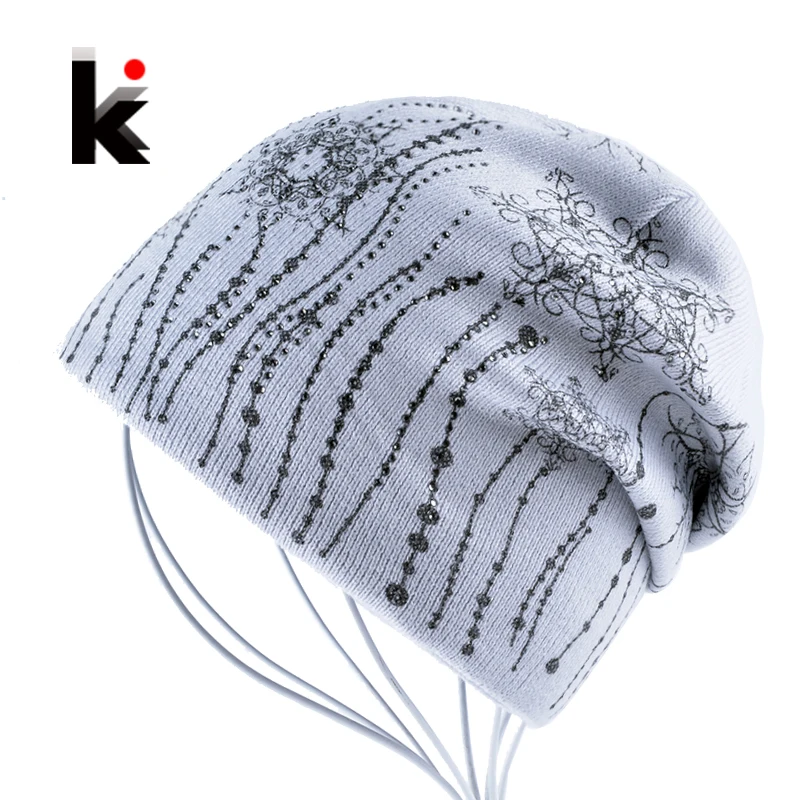 шапка бини зимняя женская для женщин вязаные шерстяные шапки женские на открытом