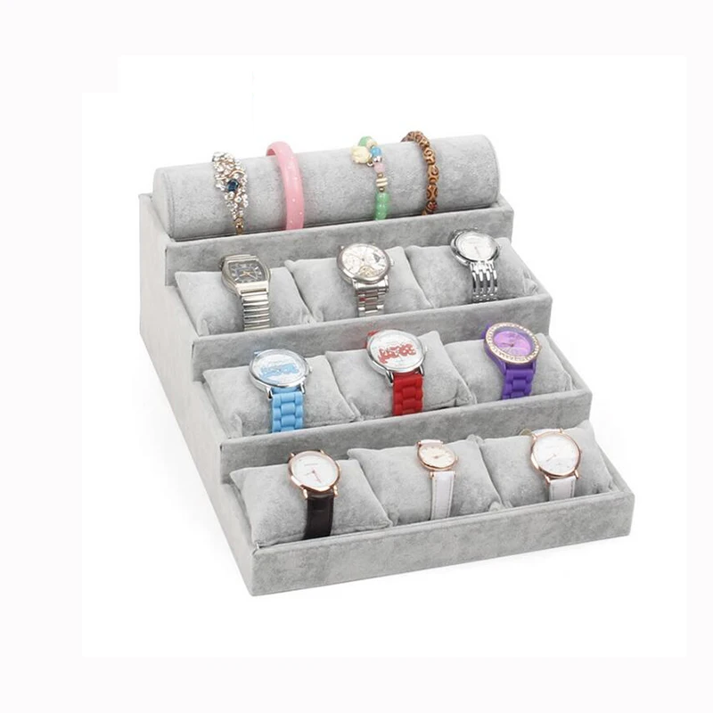 Модный Бархатный поднос для ювелирных изделий серого цвета шкатулка хранения