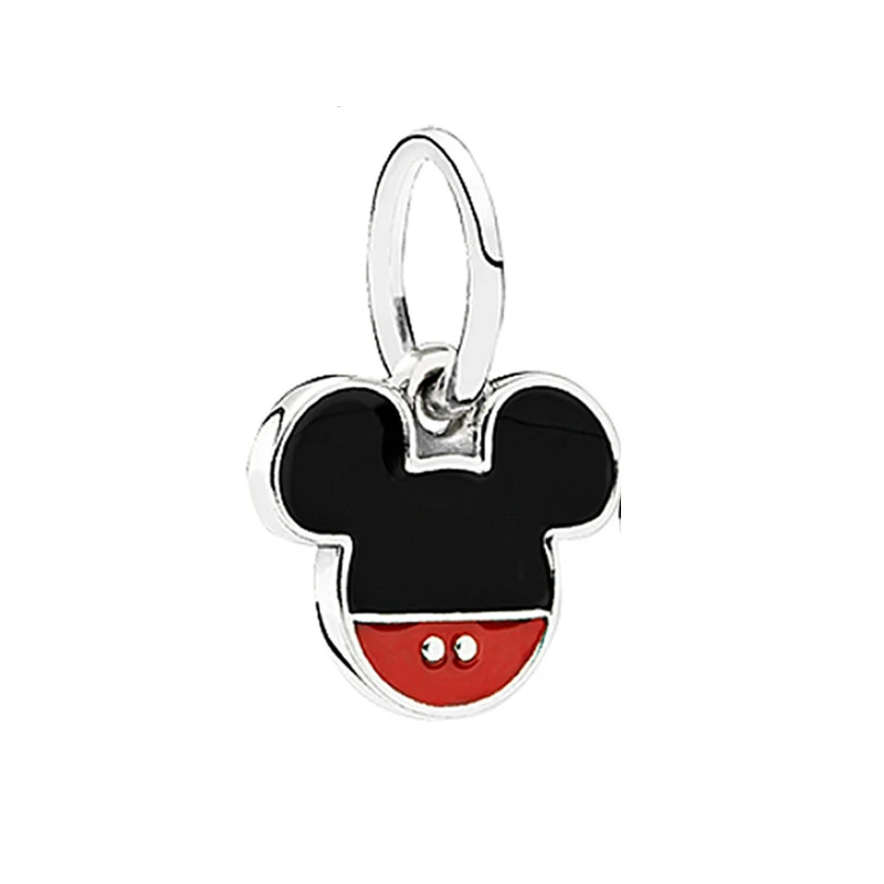 Mickey Европейский с серебряным покрытием падение эмаль Микки и Минни бусины в виде Микки-Мауса кулон Висячие Мультяшные Подвески Подходит очаровательные брендовые браслеты - Окраска металла: Mickey