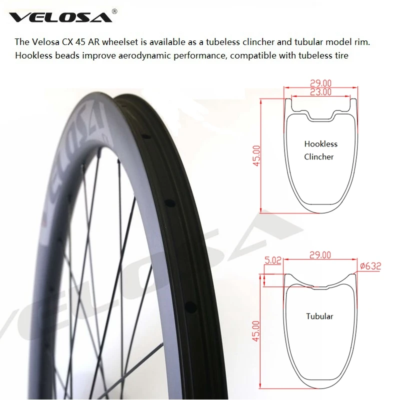 T800 super lightVelosa карбоновые колеса для циклокросса/гравия DT швейцарские ступицы 45 мм