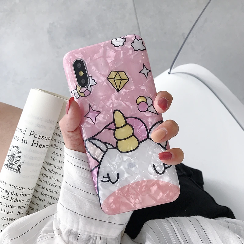 Милый рисунок единорога чехол для iPhone X XR XS Max 5 5S 6s 6 7 8 plus Модный корпус мягкие