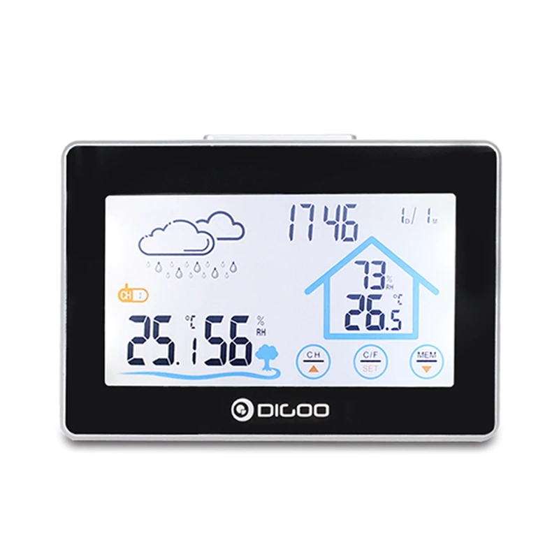 Digoo DG-TH8380 беспроводной сенсорный экран метеостанции термометр Открытый прогноз
