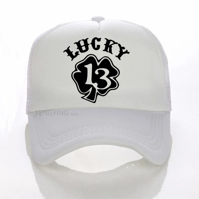 LUCKY 13 кепки Devil смазка газа и Глория рокабилли унисекс Мода Бейсболка Летняя шляпа водителя грузовика - Цвет: Белый