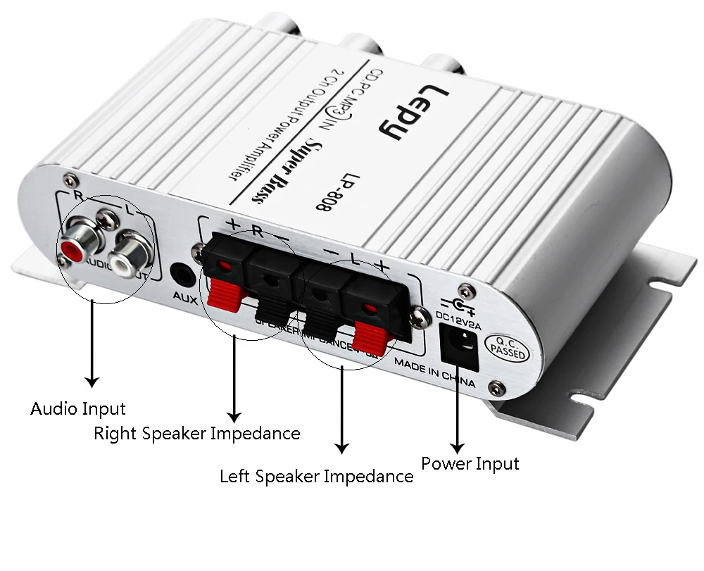 Lepy LP-808 Портативный 12 V Super Bass усилитель совместим с мотоциклетные MP3 объемом