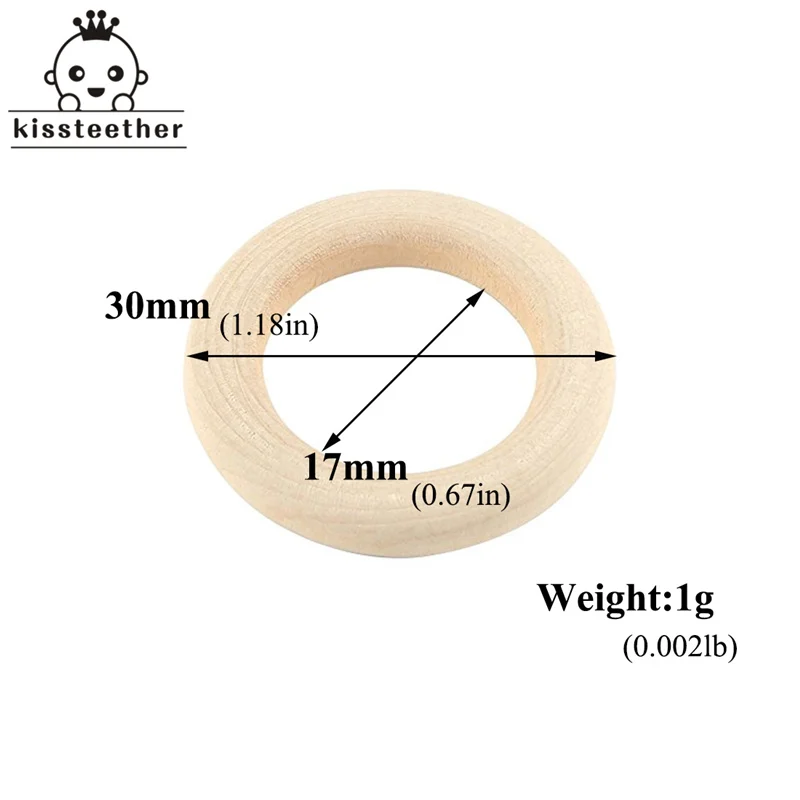 30mm 20 штук деревянный зубное кольцо ребенка прорезыватель 25-98 мм DIY кормящих материалы аксессуары Цепочки и ожерелья делая крошечные удочки кольцо - Цвет: 30mm