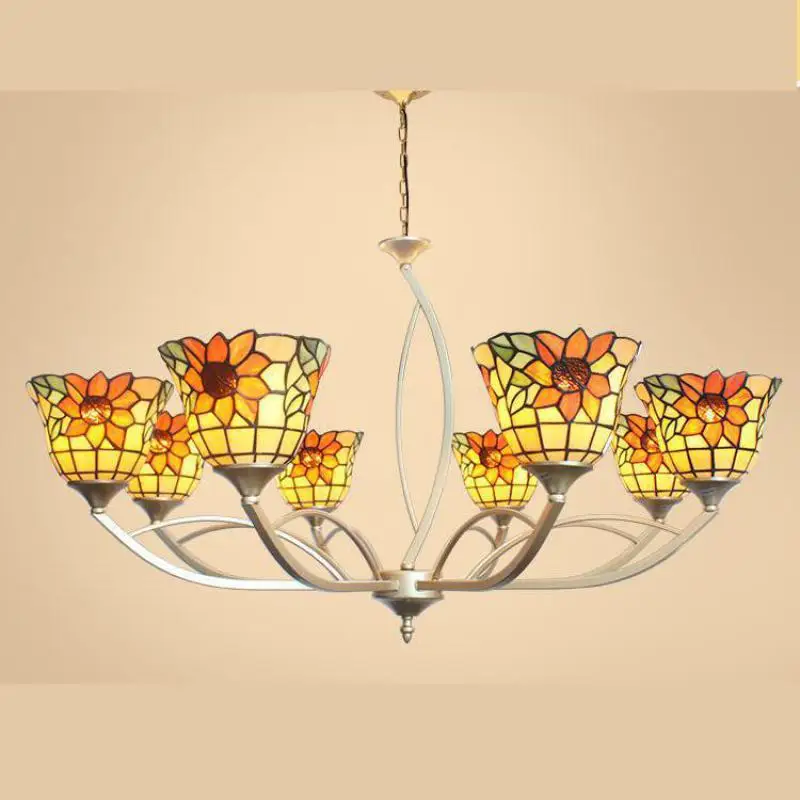 

Подвесные люстры для гостиной, для ресторана, абажур из витражного стекла, лампа Тиффани, садовый цветок, лоза, Потолочная люстра