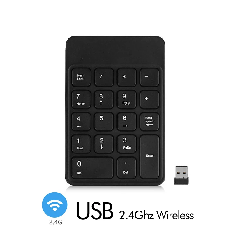 2.4Ghz black B. O. W портативная тонкая маленькая цифровая клавиатура, 18 клавиш USB Bluetooth Беспроводная мини цифровая клавиатура для ноутбука Настольный ПК ноутбук - Цвет: 2.4Ghz black