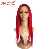 ali amazing brazilian silky straight lace front wig remy hair ombre red burgundy human hair wig with baby hair and hairline