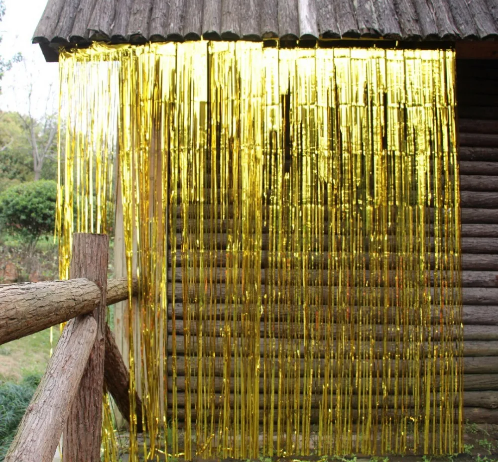 Золотой Металлической Фольги Занавес Фон для День Рождения Photo Booth событие