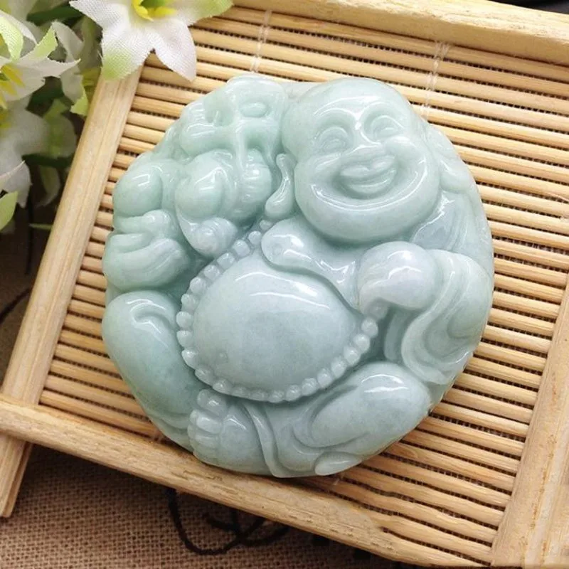 Красивая ручная работа натуральный зеленый камень кулон Будды модные влюбленные