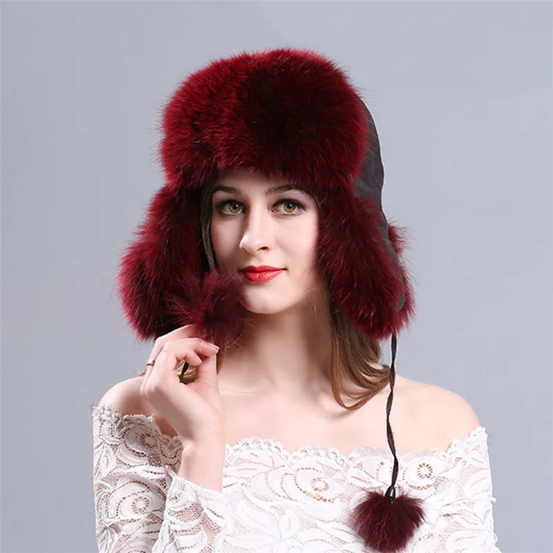 Лидер продаж 100% натуральный мех лисы женская шапка-трапеция в русском стиле