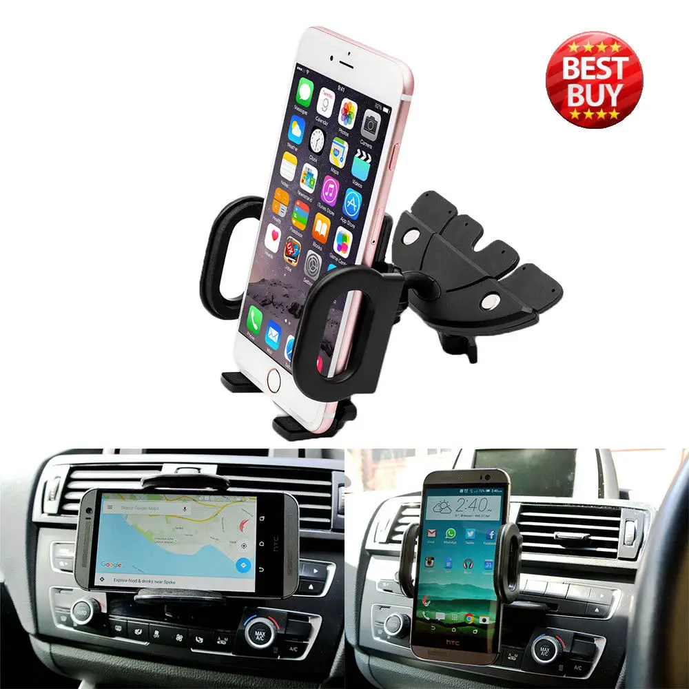 

New Universal 360 Degree Car CD Slot Holder Mobile Phone GPS Sat Nav Stand Cradle Mount Auto Stand Dashboard Slot Bracket Black