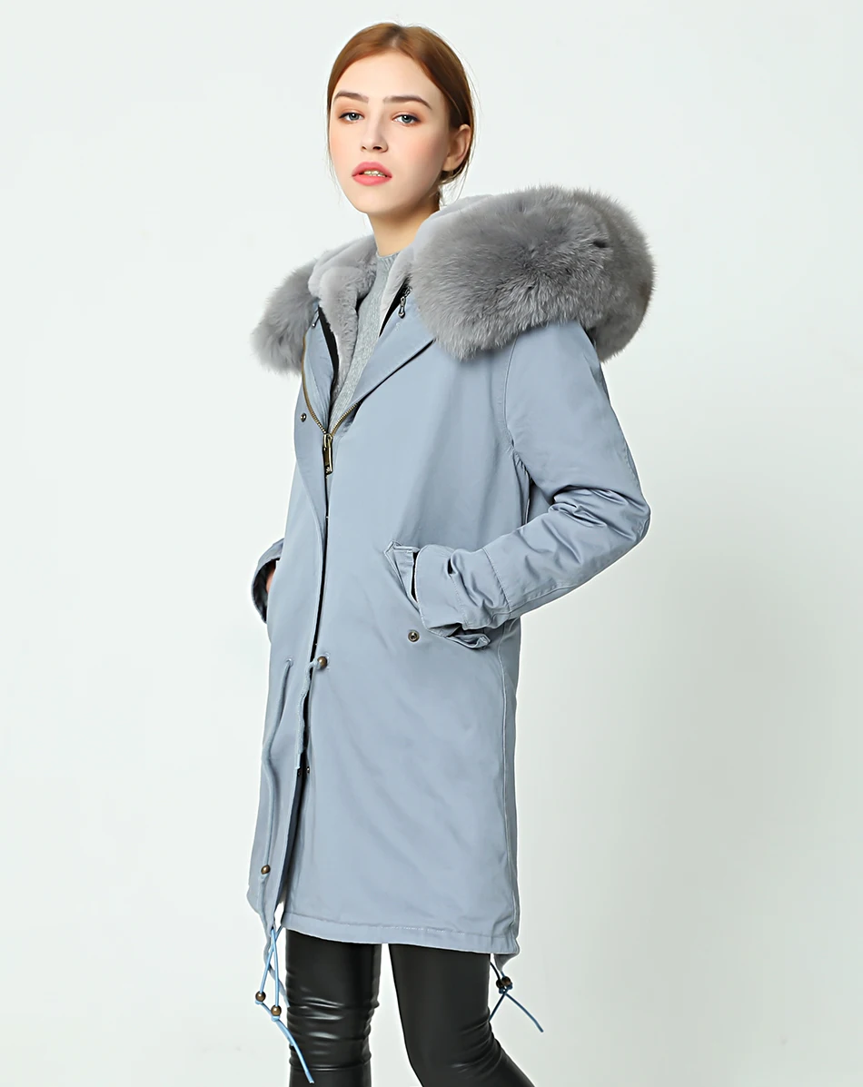Бренд OFTBUY, парка, длинная новая зимняя куртка, женские парки, пальто из натурального меха, Воротник из натурального Лисьего меха, теплый толстый искусственный мех внутри, большой мех