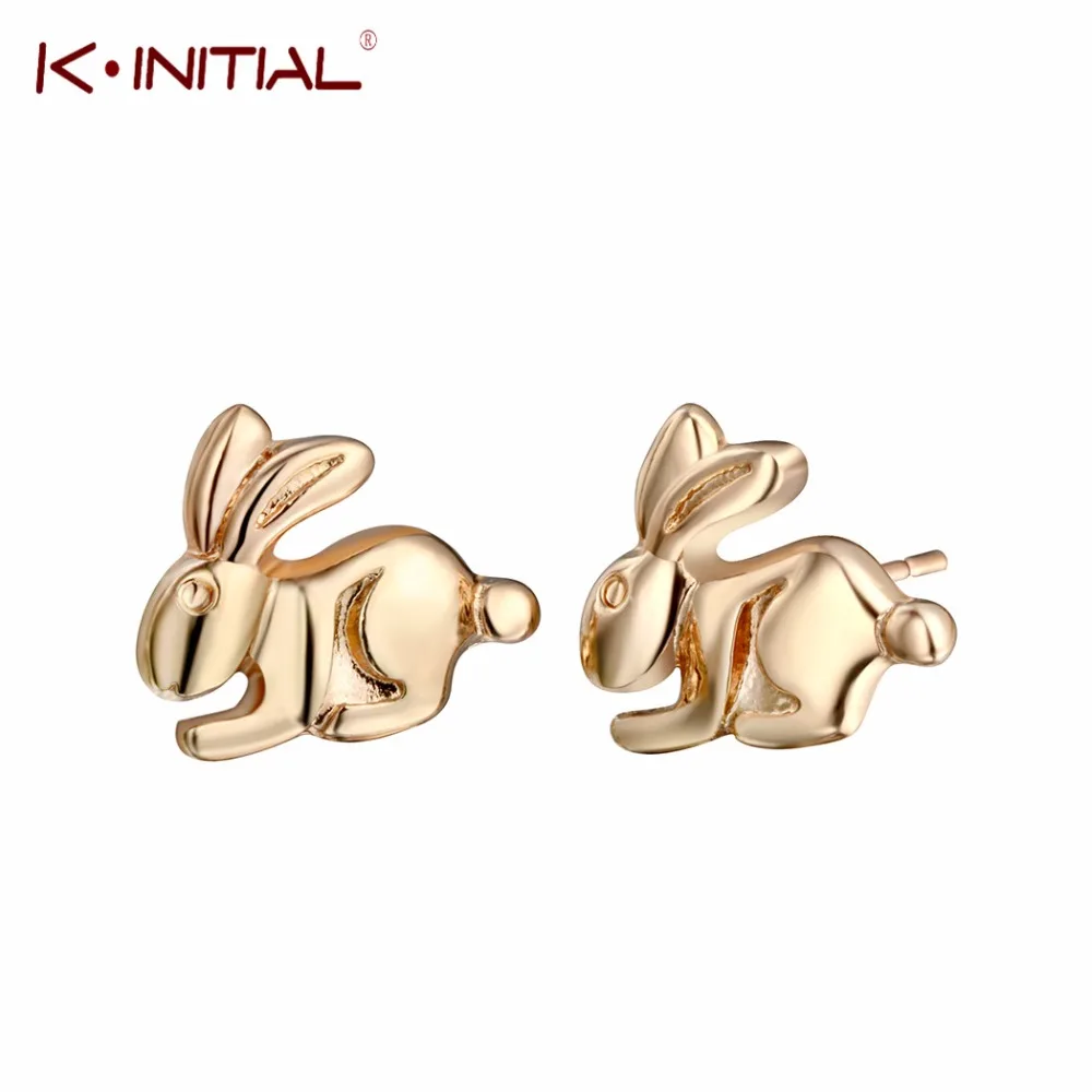 Женские серьги гвоздики в форме кроликов Kinitial миниатюрные Ювелирное Украшение