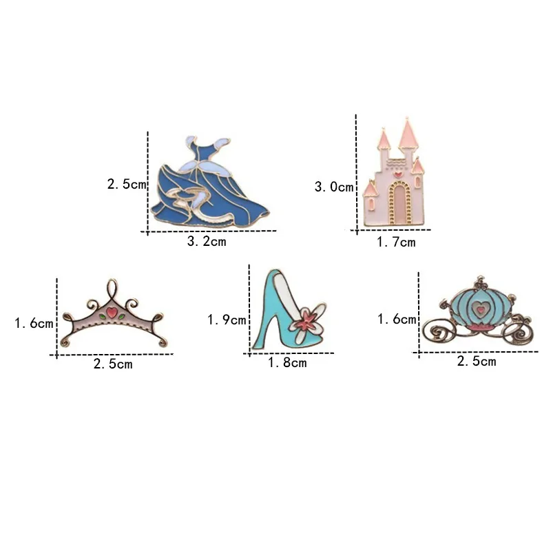Ювелирные изделия юбочка корона хрустальные туфли Золушки сказочный замок брошь
